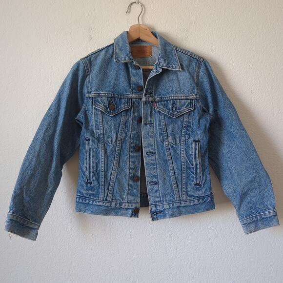 Vintage Levi's Denim Jacket Womens XS / Youth 16 Jean 80s Stiff Cotton Trucker - Picture 2 of 7